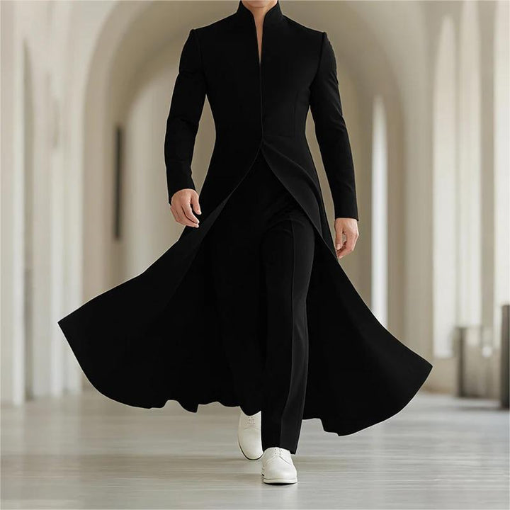 Women Open Flowing Maxi Coat with Lapel Collar Mune Fashion