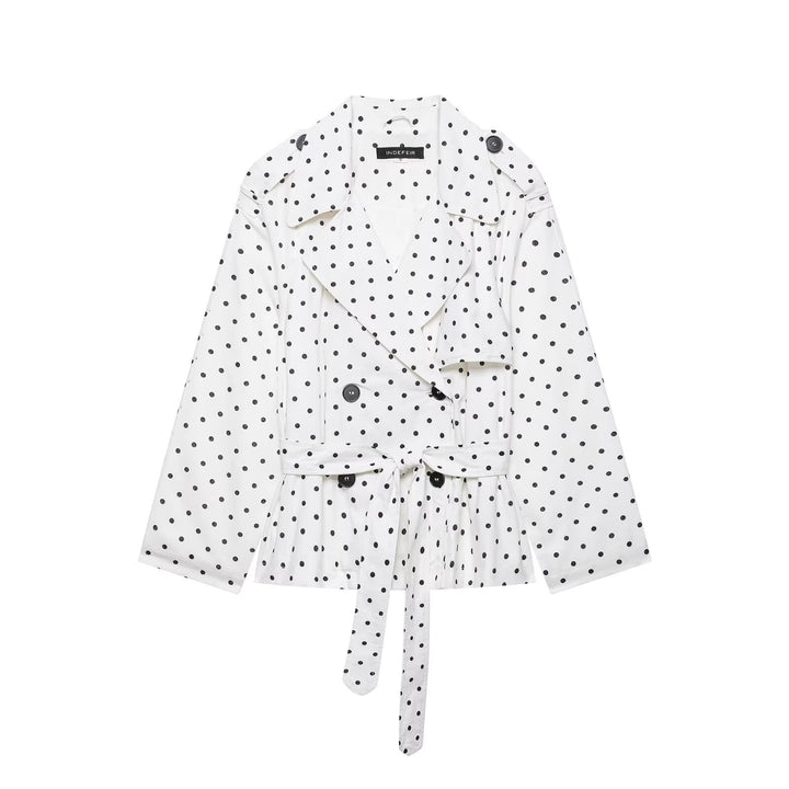 Women's short trench with waist belt and polka dot pattern Mune Fashion