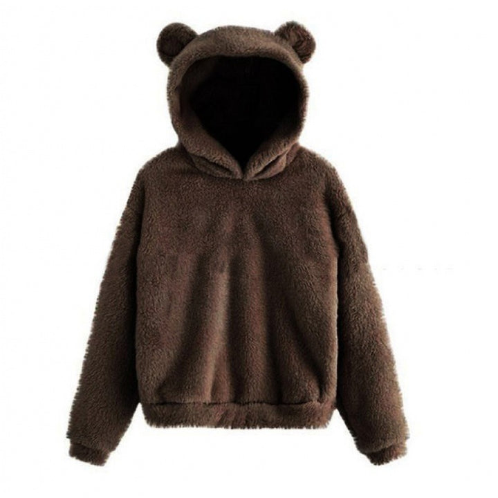 Women's Cozy Teddy Fleece Hoodie with Bear Ears and Oversized Fit Mune Fashion