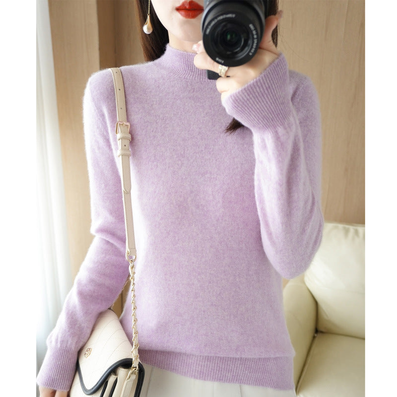 Women's Short Roll Neck Sweater in Cashmere Look with Extra Long Ribbed Cuffs Mune Fashion