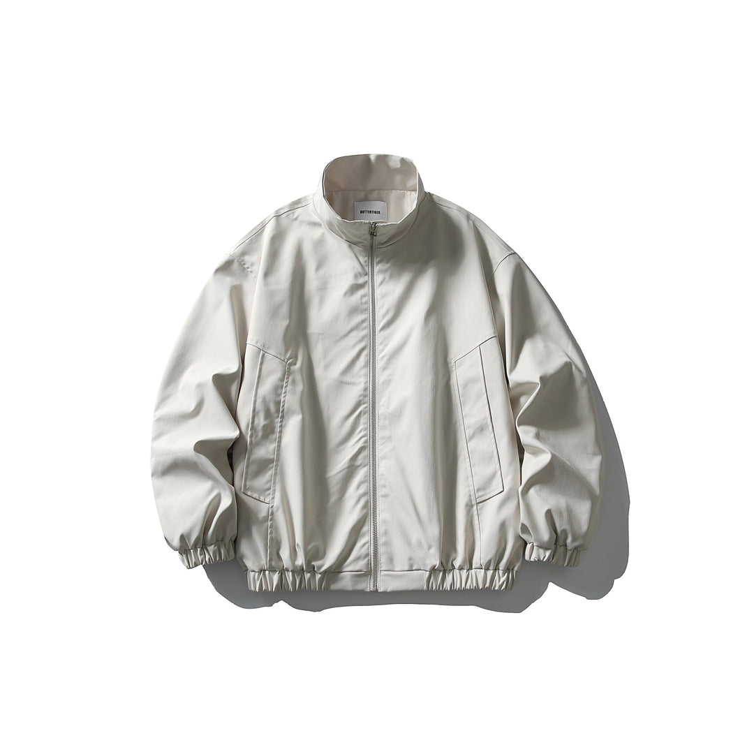 Men's Tech Bomber Jacket in Workwear Style with High Stand-Up Collar and Elastic Hem Mune Fashion