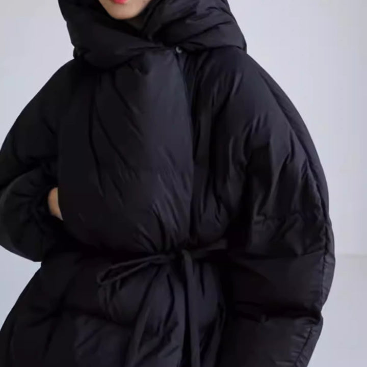 Women's Oversized Puffer Coat in Down Look with Extra Large Hood Mune Fashion