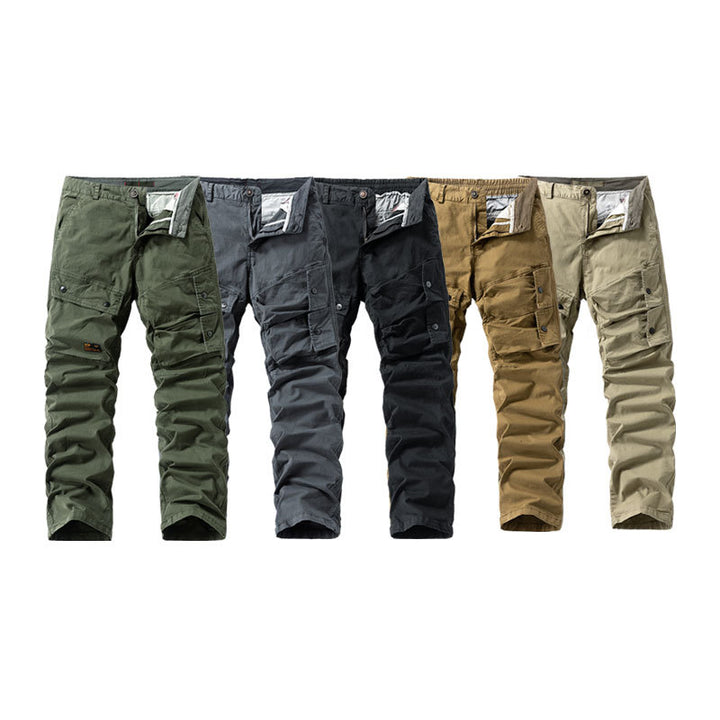Men's Robust Canvas Cargo Pants with Elastic Waistband, Knee Panels and Flap Pockets Mune Fashion