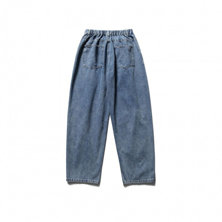Unisex Wide Baggy Jeans with elastic waistband, drawstring and patch back pockets Mune Fashion