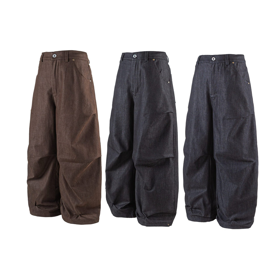 Women Wide Cropped Pants with High Waist, Rolled Cuff and Prominent Knee Pleats Mune Fashion