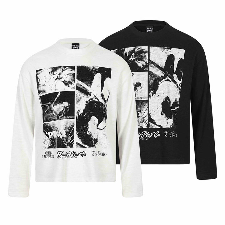 Unisex Long Sleeve Oversized Sweatshirt with Collage Photo Print and Soft Round Neck Mune Fashion
