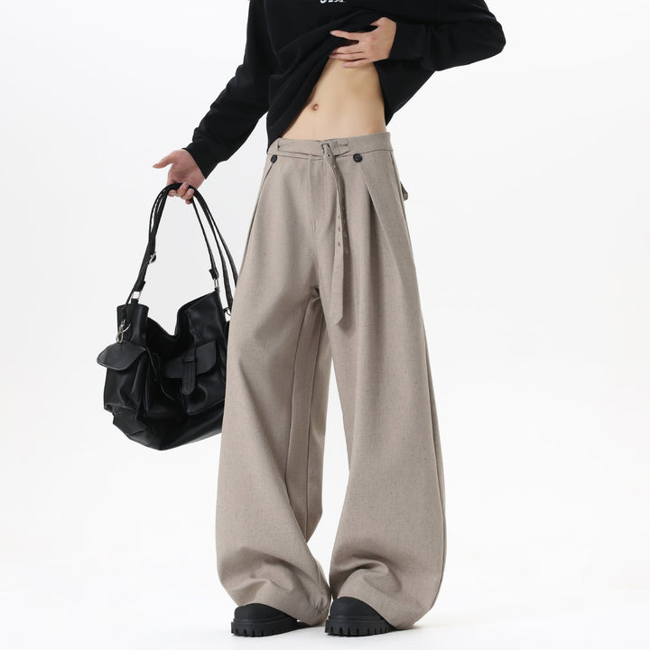 Women's Extra Wide Culotte Pants with Pleated Waistband and Decorative Belt Mune Fashion