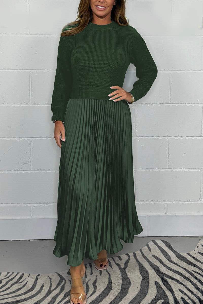 Women's nan pleated maxi skirt with elastic comfort waistband and softly falling pleats Mune Fashion