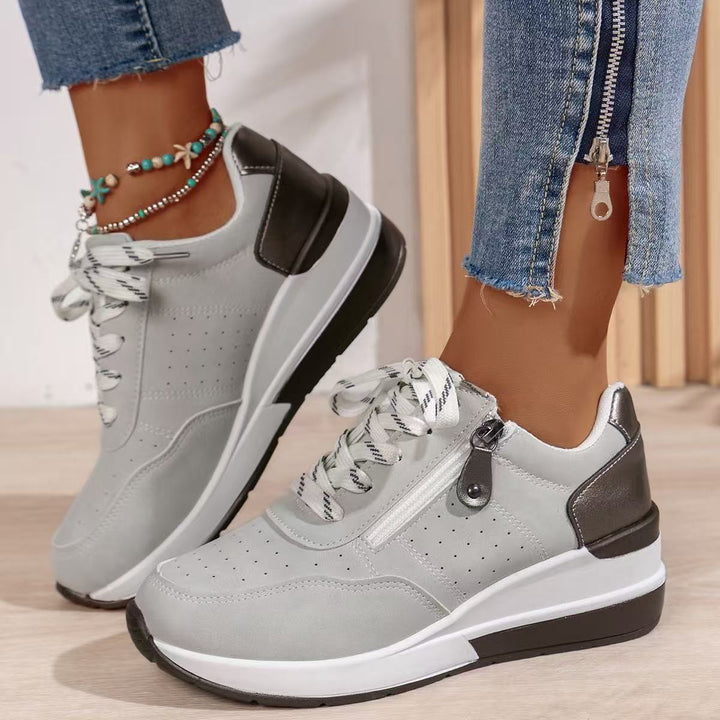 Women's Comfortable Sneakers with Trendy Zipper and Breathable Sole Mune Fashion
