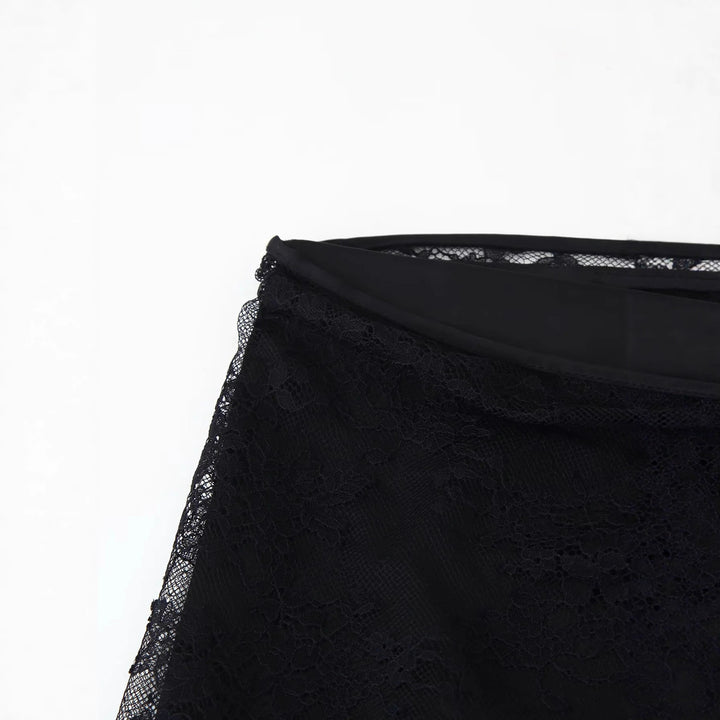Women's wrap palazzo pants with integrated skirt layer, high waist and wide leg Mune Fashion