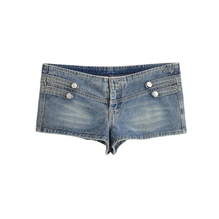 Women's denim jacket in military style with stand-up collar and decorative button plackets Mune Fashion