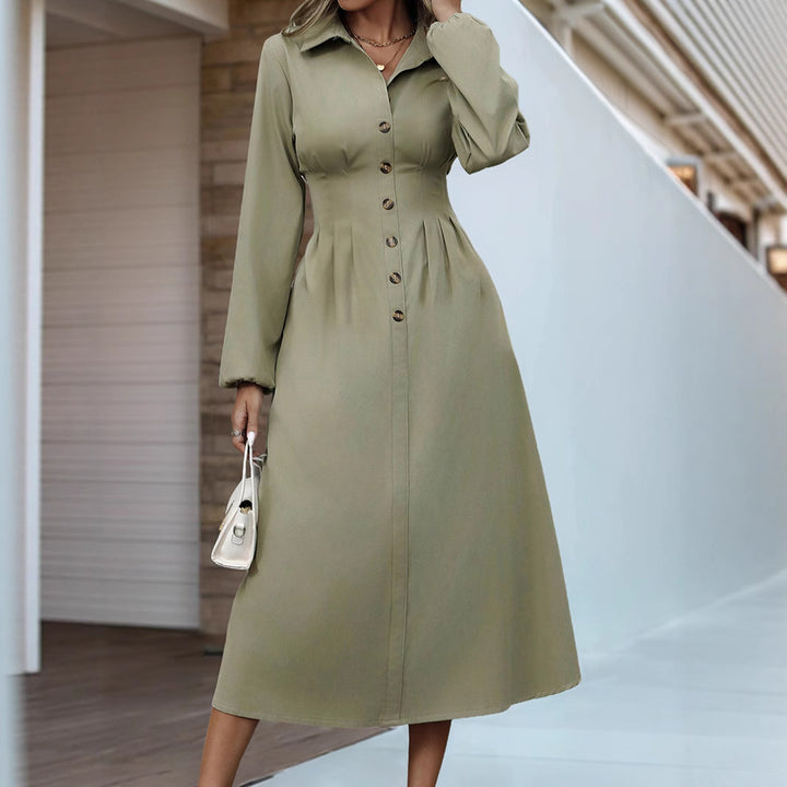 Women’s midi dress with button details and fitted silhouette Mune Fashion