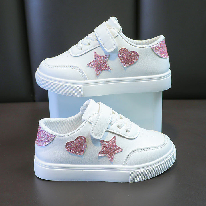 Ladies' platform sneakers with Velcro and glittering heart and star appliqués Mune Fashion