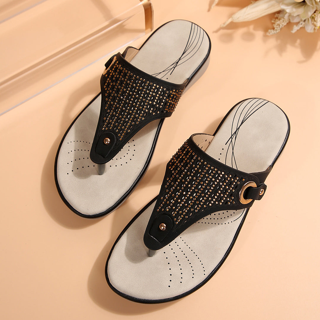 Women's toe-post sandals with viscoelastic comfort footbed, decorative eyelet application, and perforated insole Mune Fashion