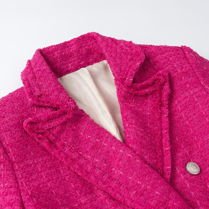 Women's Two-Piece Tweed Set with Short Blazer and Pleated Mini Skirt Mune Fashion