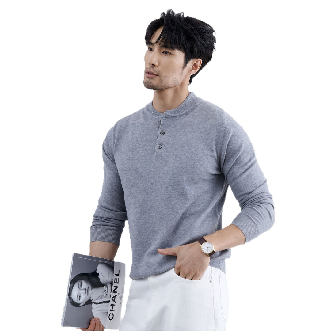 Men's Stylish Long Sleeve Henley Sweater Mune Fashion