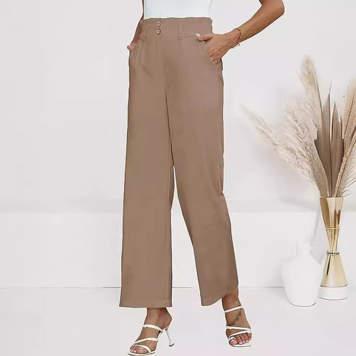 Women's High-Waisted Palazzo Pants with Paperbag Waist Drune