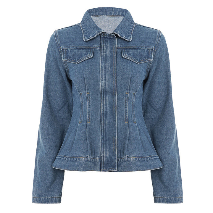 Women Tailored Denim Jacket with Contouring Darts Mune Fashion
