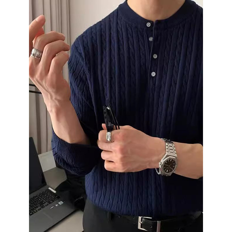 Men's chunky knit sweater with round neckline Mune Fashion