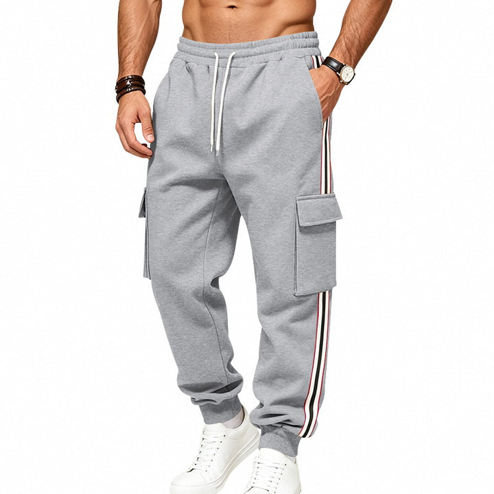 Men's cargo jogging pants with cargo pockets and side contrast stripes Mune Fashion