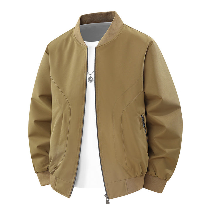 Men's Lightweight Windproof Bomber Jacket with Ribbed Cuffs and Zipper Pockets Mune Fashion