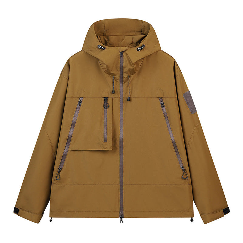 Men's Technical Hooded Outdoor Jacket with Water-Repellent Zippers and Utility Pockets Mune Fashion