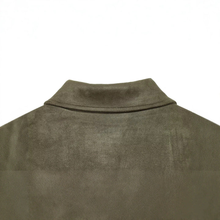 Women's short jacket made of suede imitation with shirt collar and patch pockets Mune Fashion