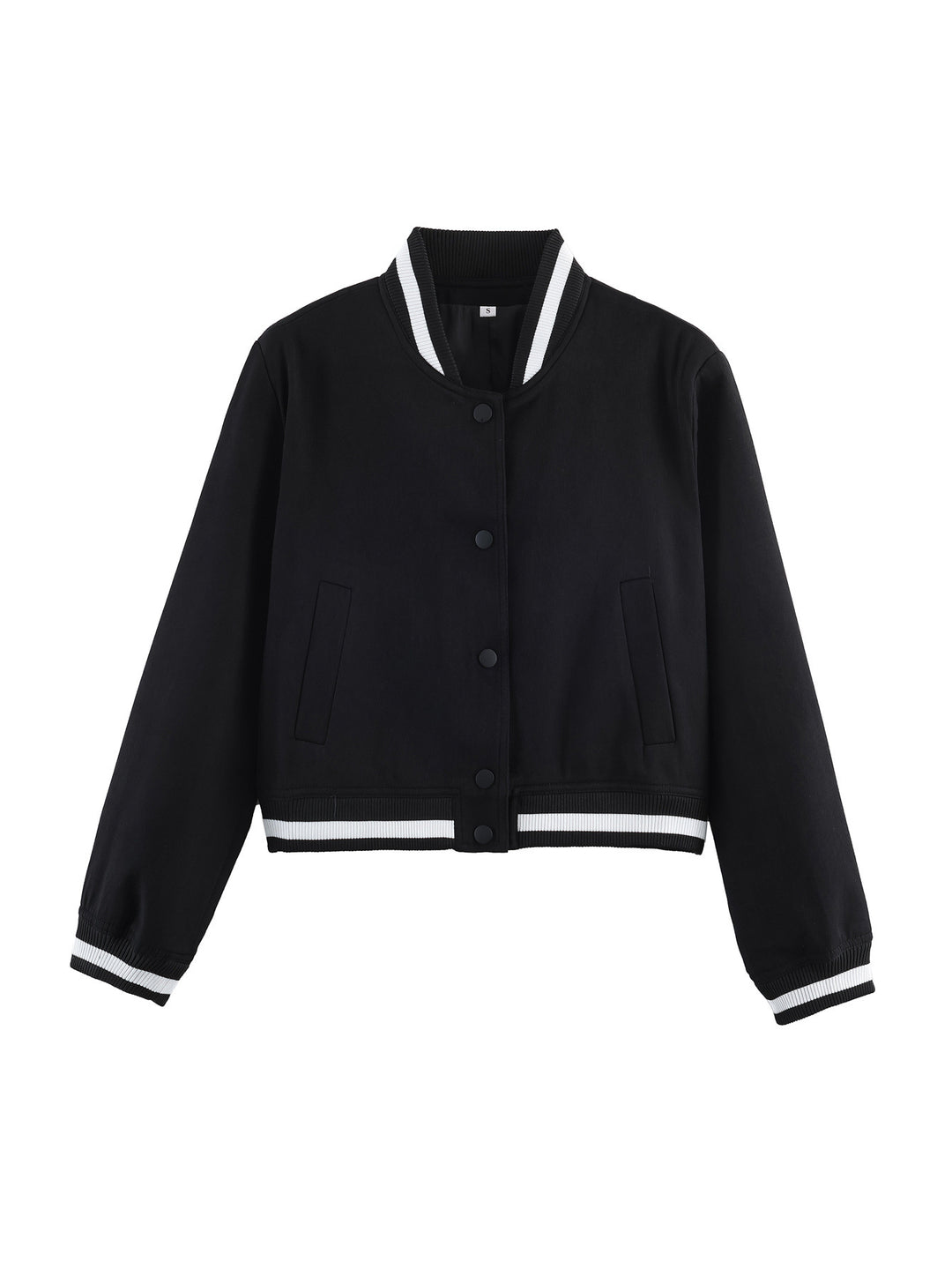 Women's varsity bomber jacket in cropped boxy cut with striped ribbed cuffs Mune Fashion