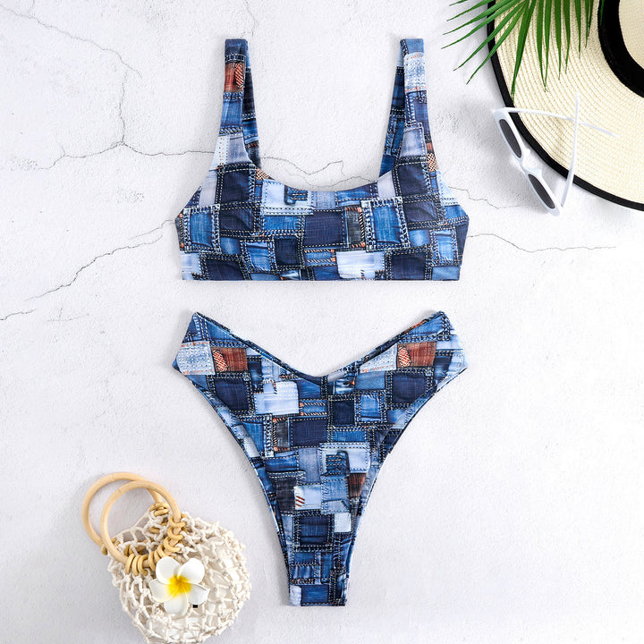 Women's bikini set with high-cut bottom and sporty top Mune Fashion