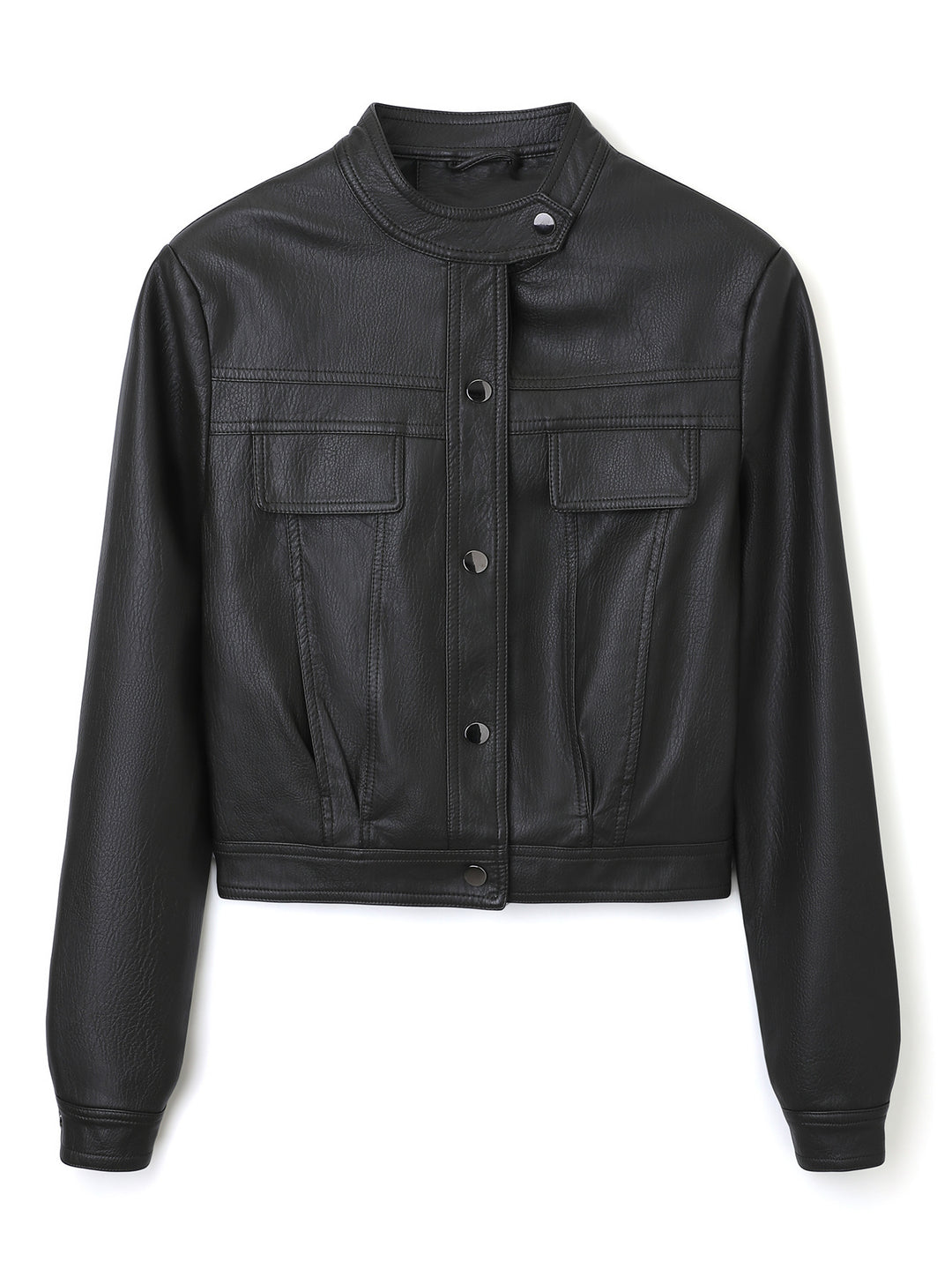 Women's Stylish Short Leather Jacket Mune Fashion