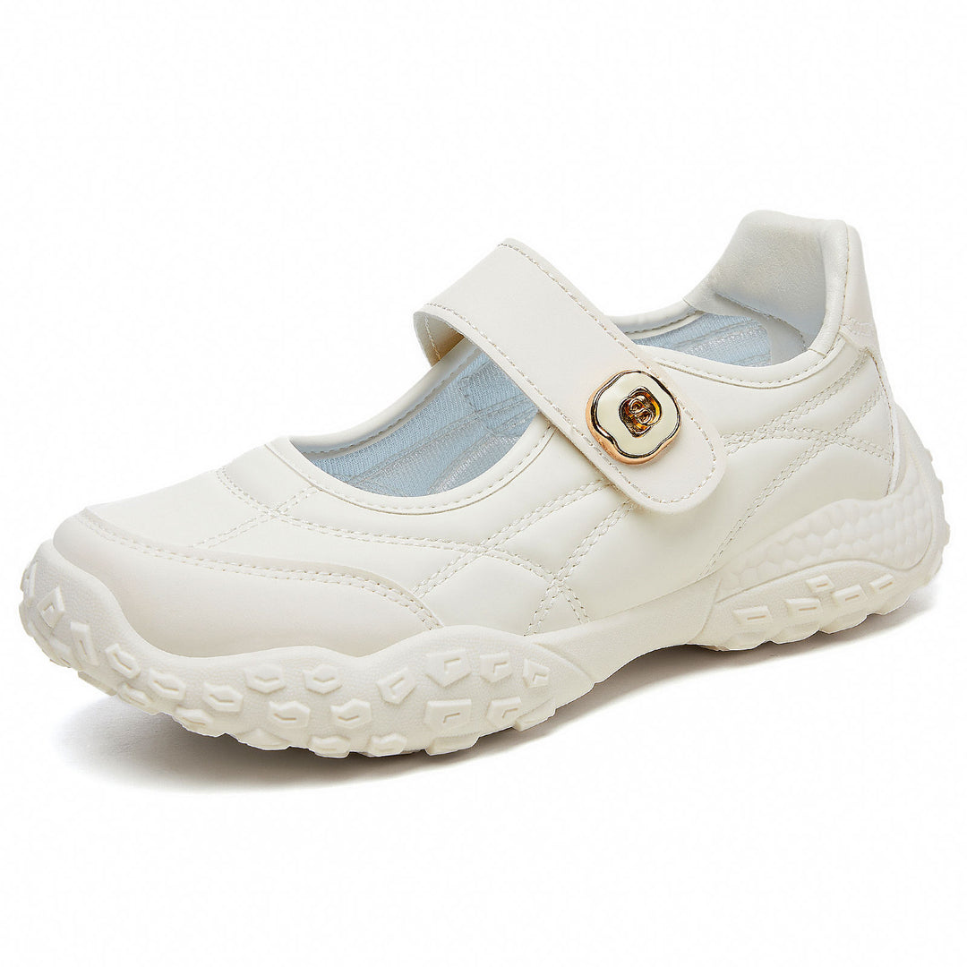 Women's sporty Mary-Jane casual shoe with adjustable hook and loop, padded ankle collar, and profiled outdoor running sole system Mune Fashion