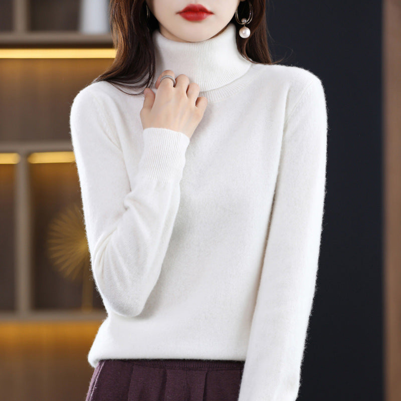 Women's Slim-Fit Turtleneck Sweater made of Cashmere-like Fine Knit with Soft Pile Mune Fashion