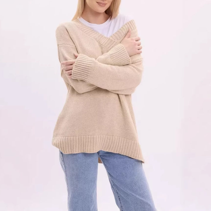 Ladies Casual V-Neck Knit Sweater