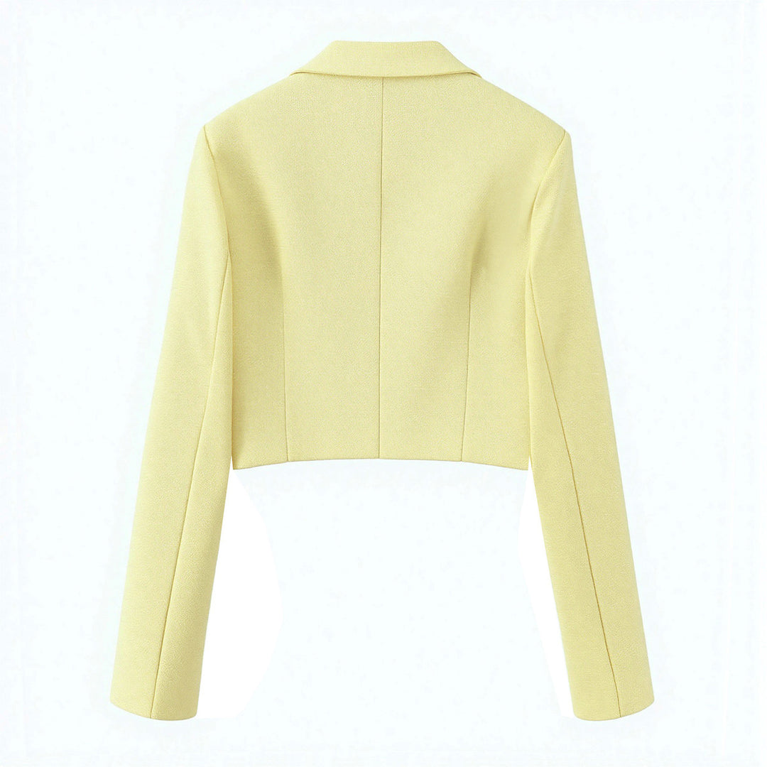 Women Short Boucle Tweed Blazer with Notch Lapel and Two-Button Closure Mune Fashion
