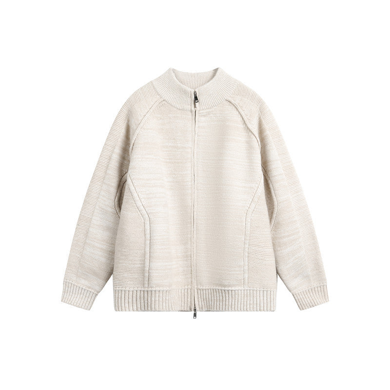 Unisex Knit Zip Jacket with Stand-up Collar, Raglan Sleeves and Ribbed Cuffs Mune Fashion