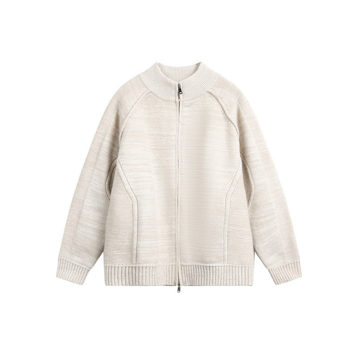 Unisex Knit Zip Jacket with Stand-up Collar, Raglan Sleeves and Ribbed Cuffs Mune Fashion