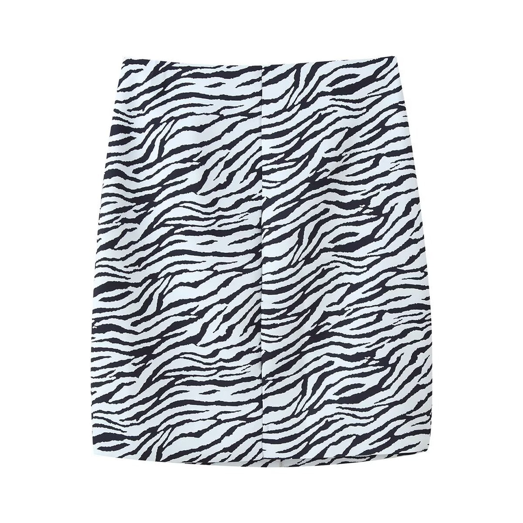 Women's Short Blazer with Oversized Shawl Collar and Zebra Print Mune Fashion