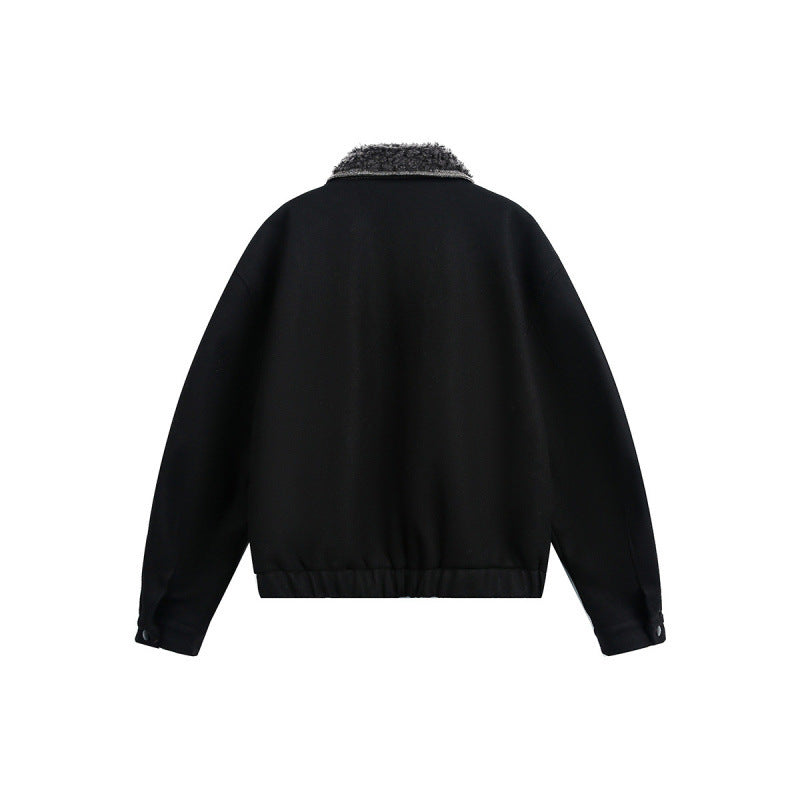 Men's Boxy Bomber Jacket with Teddy Collar, Lined Pockets and Elastic Hem Mune Fashion