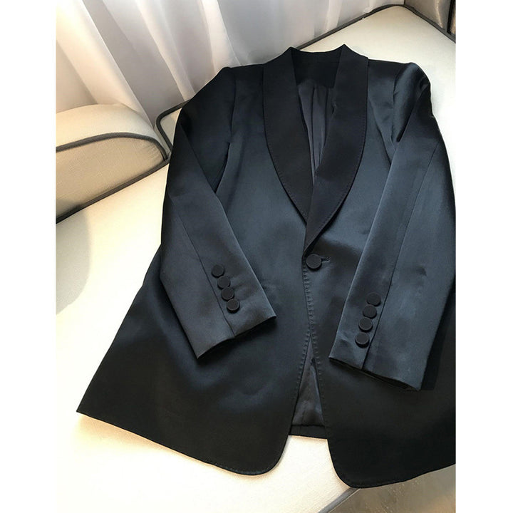 Women Elegant Blazer with chic pattern and high collar Mune Fashion