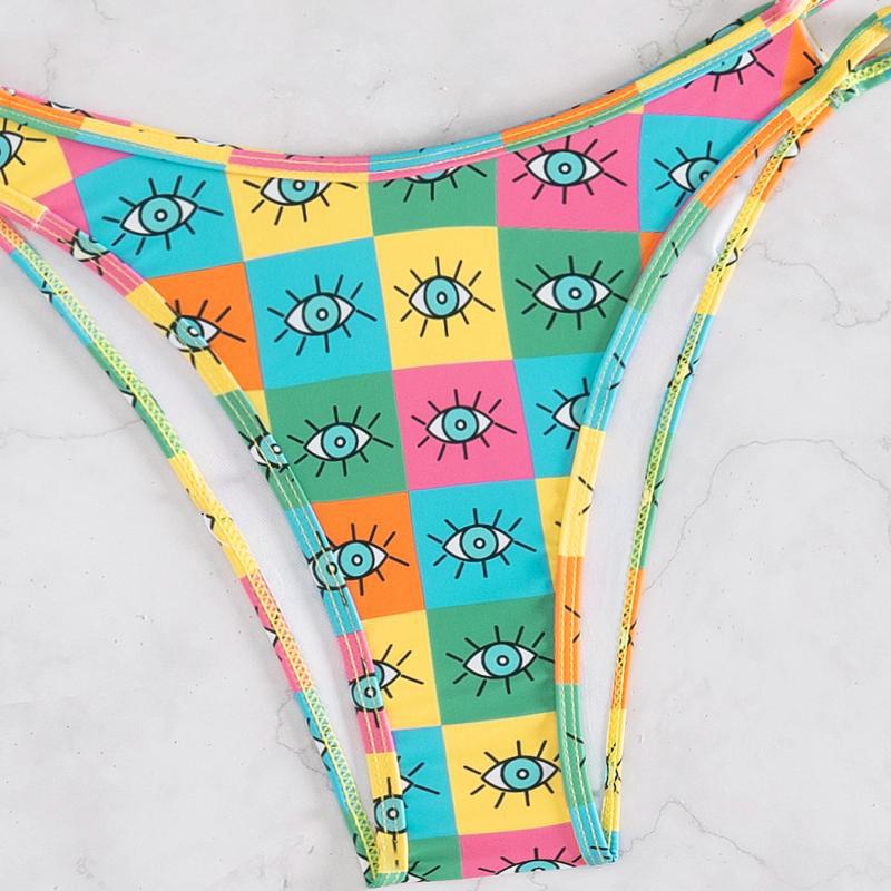 Women's bikini set with colorful geometric pattern and adjustable straps Mune Fashion
