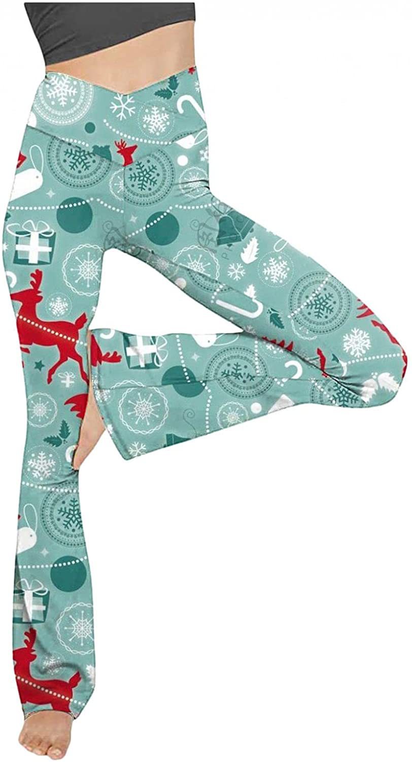 Women's mid-rise yoga pants with crossover waistband and flared hem with slit Mune Fashion