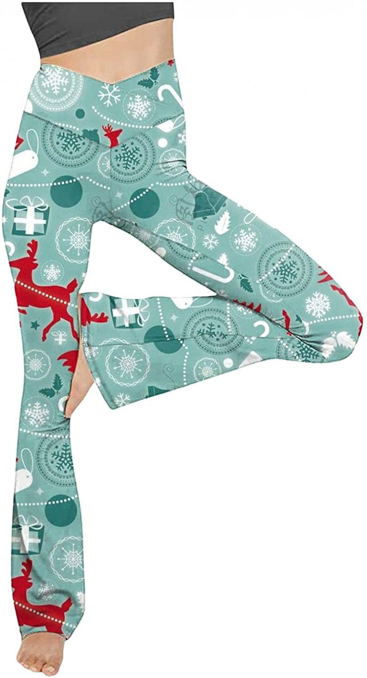 Women's mid-rise yoga pants with crossover waistband and flared hem with slit Mune Fashion