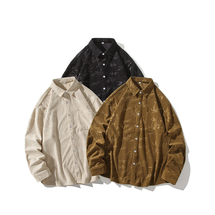 Men's Oversized Cord Shirt with Tonal Embroidery and Chest Pocket Mune Fashion