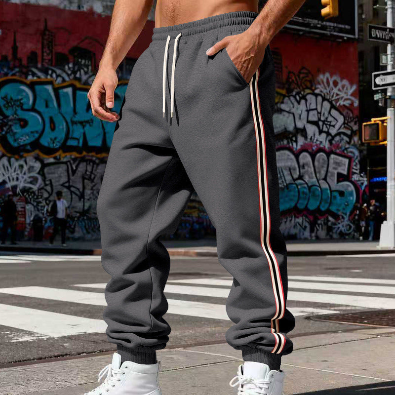 Men's Casual Jogging Pants with Side Contrast Stripes, Elastic Waistband and Cuffs Mune Fashion