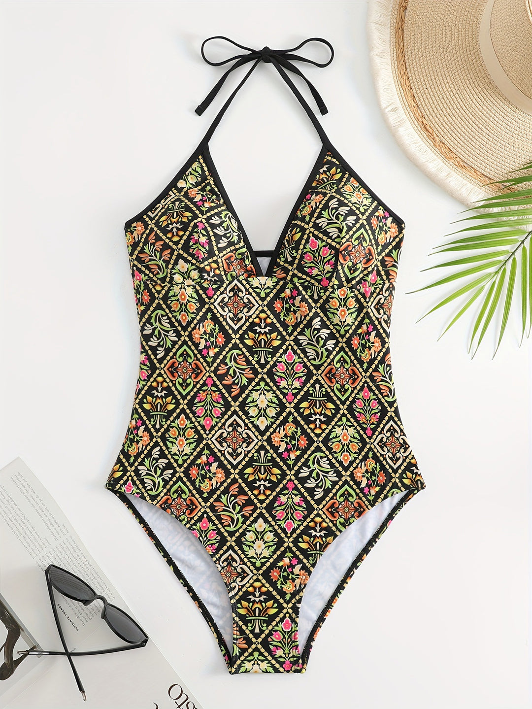 Women One-Piece Swimsuit with Fashionable Floral Design Mune Fashion