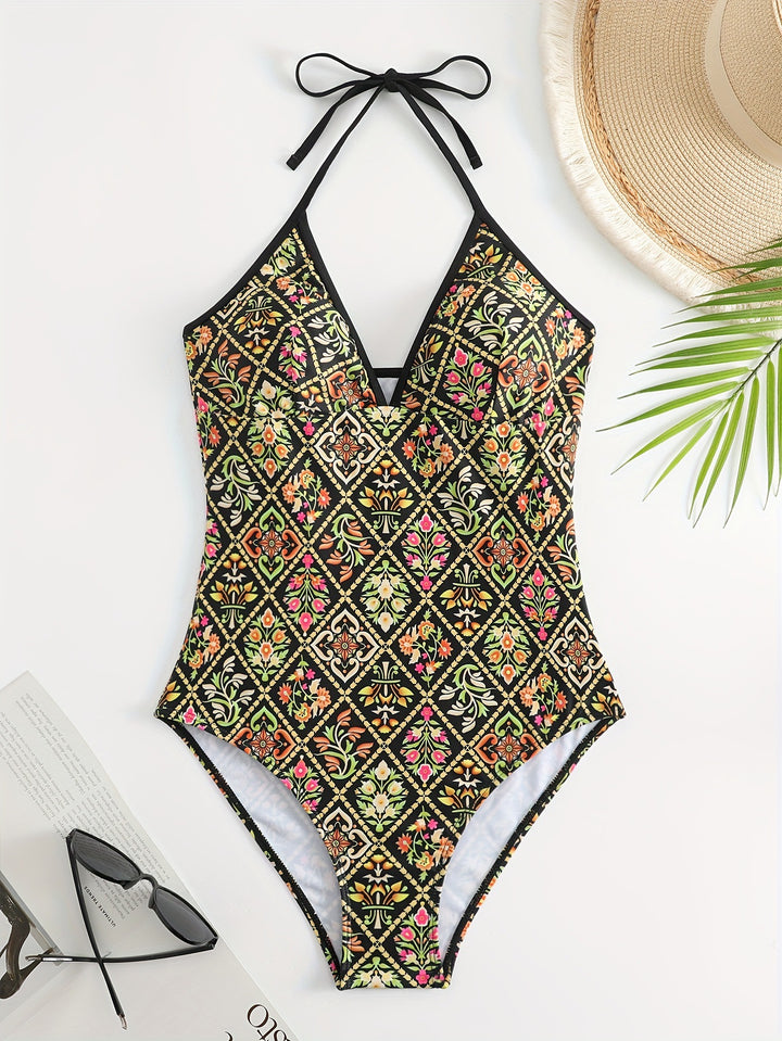 Women One-Piece Swimsuit with Fashionable Floral Design Mune Fashion