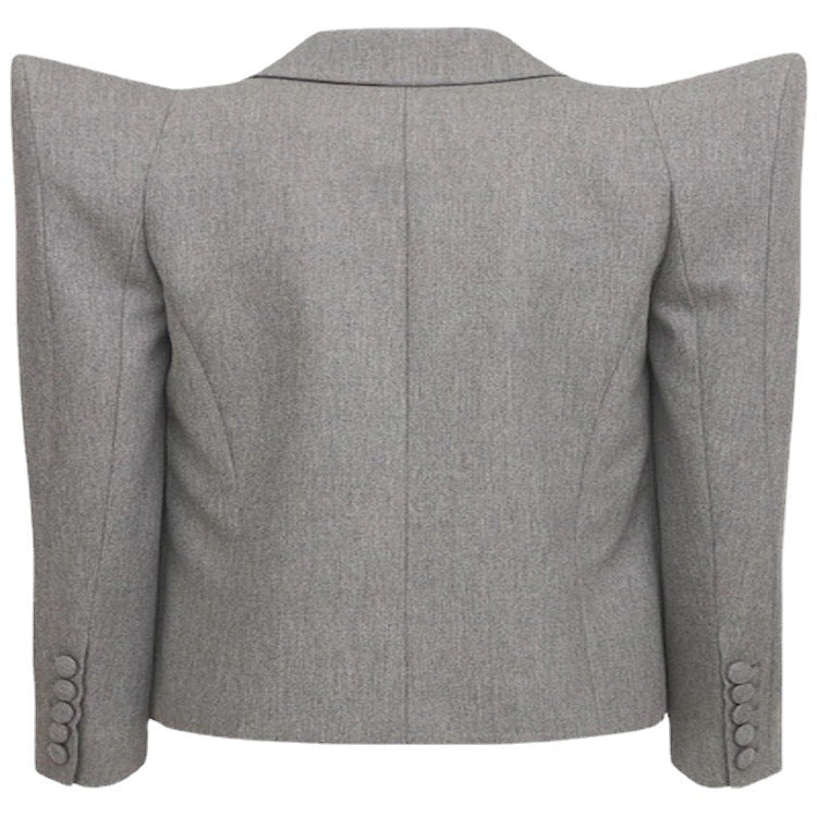 Women's Three-Piece Tailoring Set with Emphasized Shoulder Blazer, Top, and Bermuda Shorts Mune Fashion