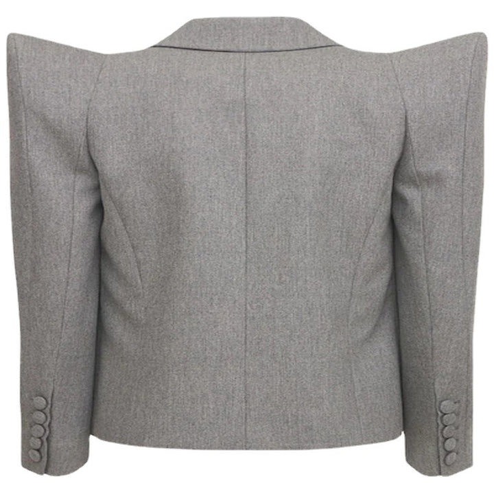 Women's Three-Piece Tailoring Set with Emphasized Shoulder Blazer, Top, and Bermuda Shorts Mune Fashion