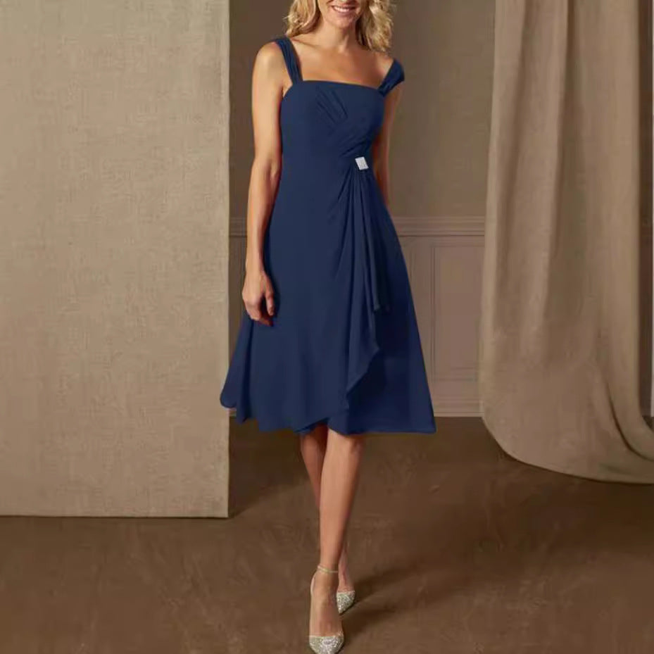 Women's Chiffon Evening Dress with Bolero and Asymmetrical Layered Skirt Mune Fashion