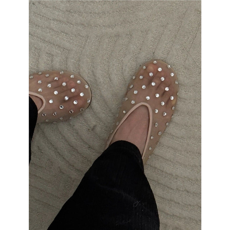 Women's Mesh Mules with Decorative Studs and Padded Comfort Insole Mune Fashion